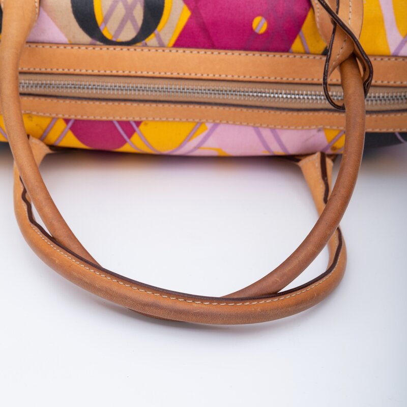 CHRISTIAN DIOR DIOR COATED CANVAS ARGYLE PRINT BOWLER TOP HANDLE BAG (2004)