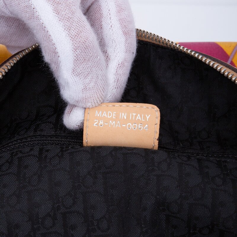 CHRISTIAN DIOR DIOR COATED CANVAS ARGYLE PRINT BOWLER TOP HANDLE BAG (2004)