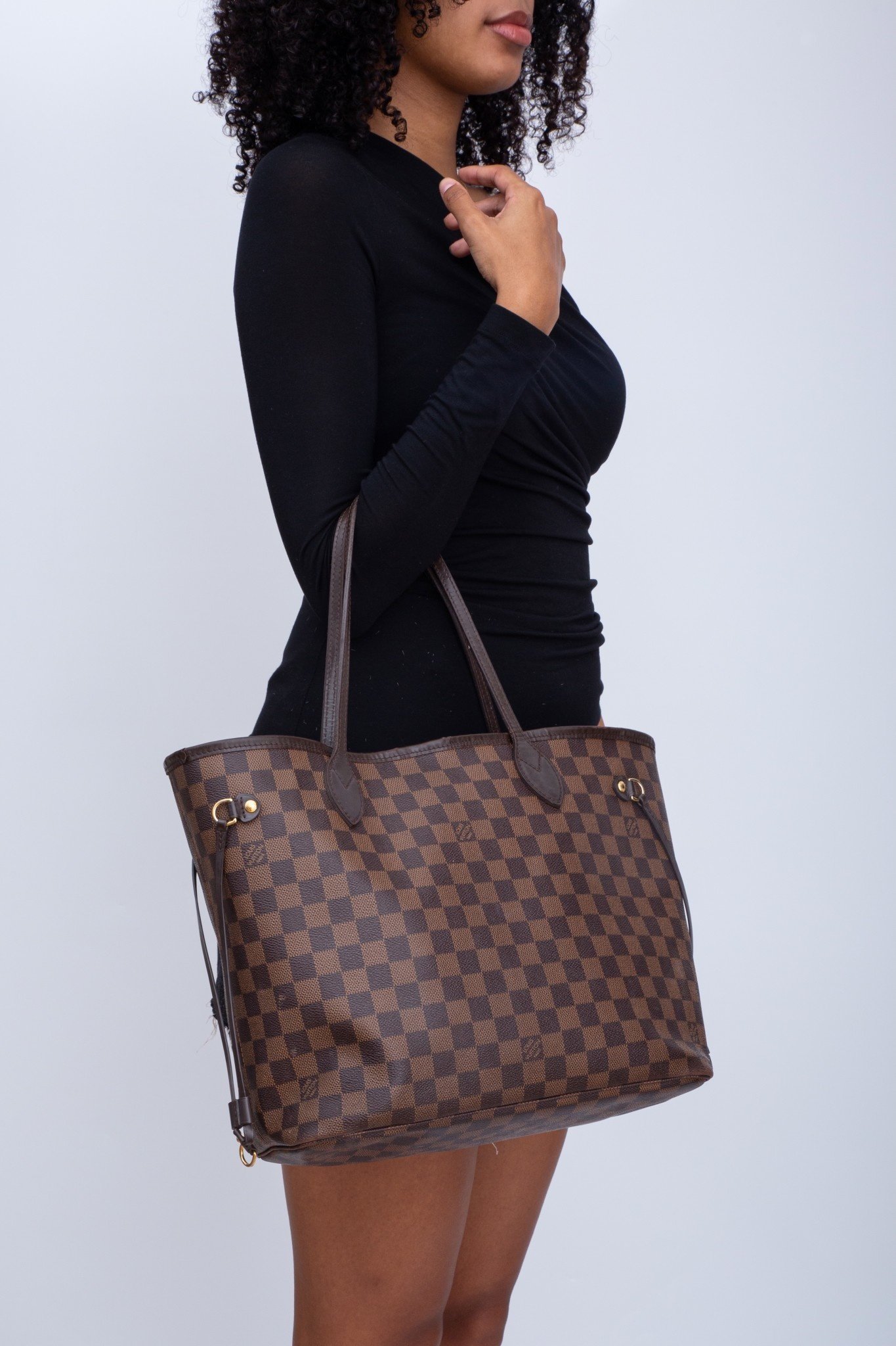 Louis Vuitton Damier Ebene Neverfull Bag MM Brown