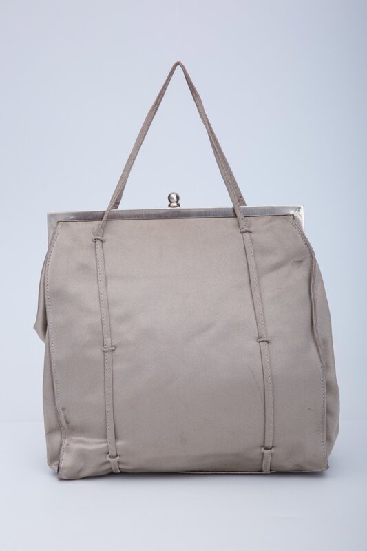 PRADA PRADA VINTAGE SILVER SATIN RASO FRAMED BAG