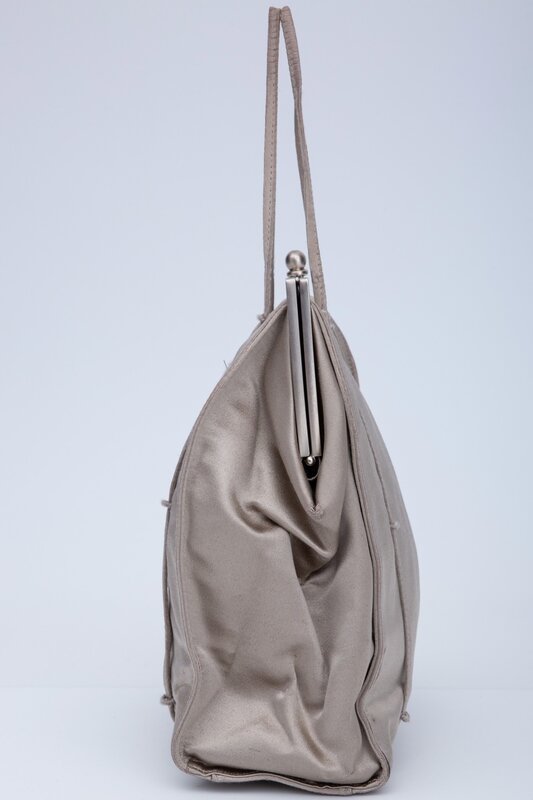 PRADA PRADA VINTAGE SILVER SATIN RASO FRAMED BAG