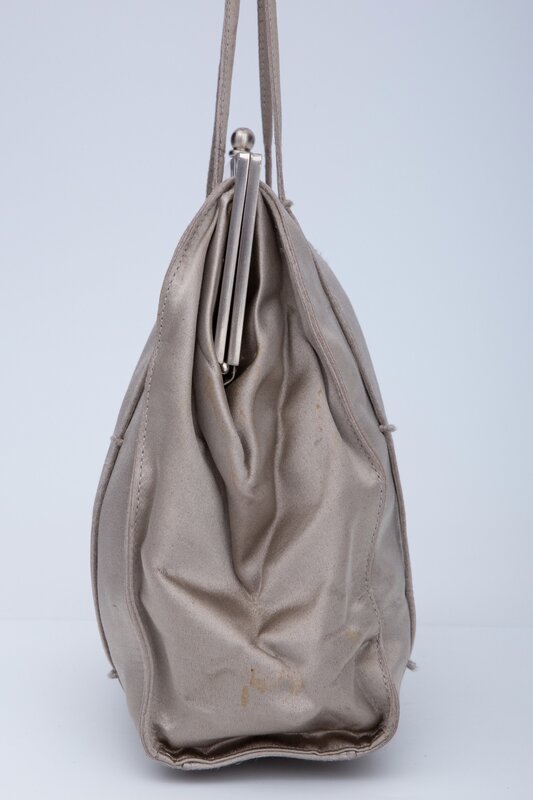 PRADA PRADA VINTAGE SILVER SATIN RASO FRAMED BAG