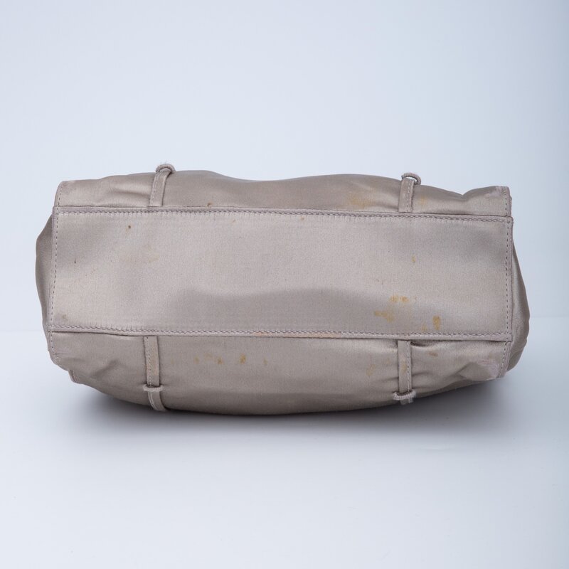 PRADA PRADA VINTAGE SILVER SATIN RASO FRAMED BAG