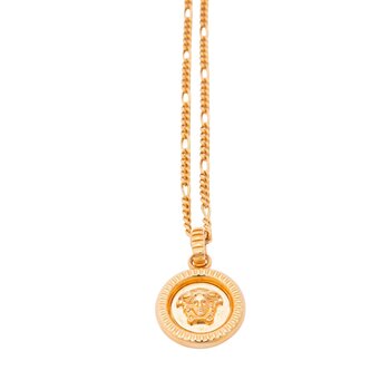VERSACE VERSACE MEDUSA HEAD PENDANT CHAIN GOLD TONE NECKLACE