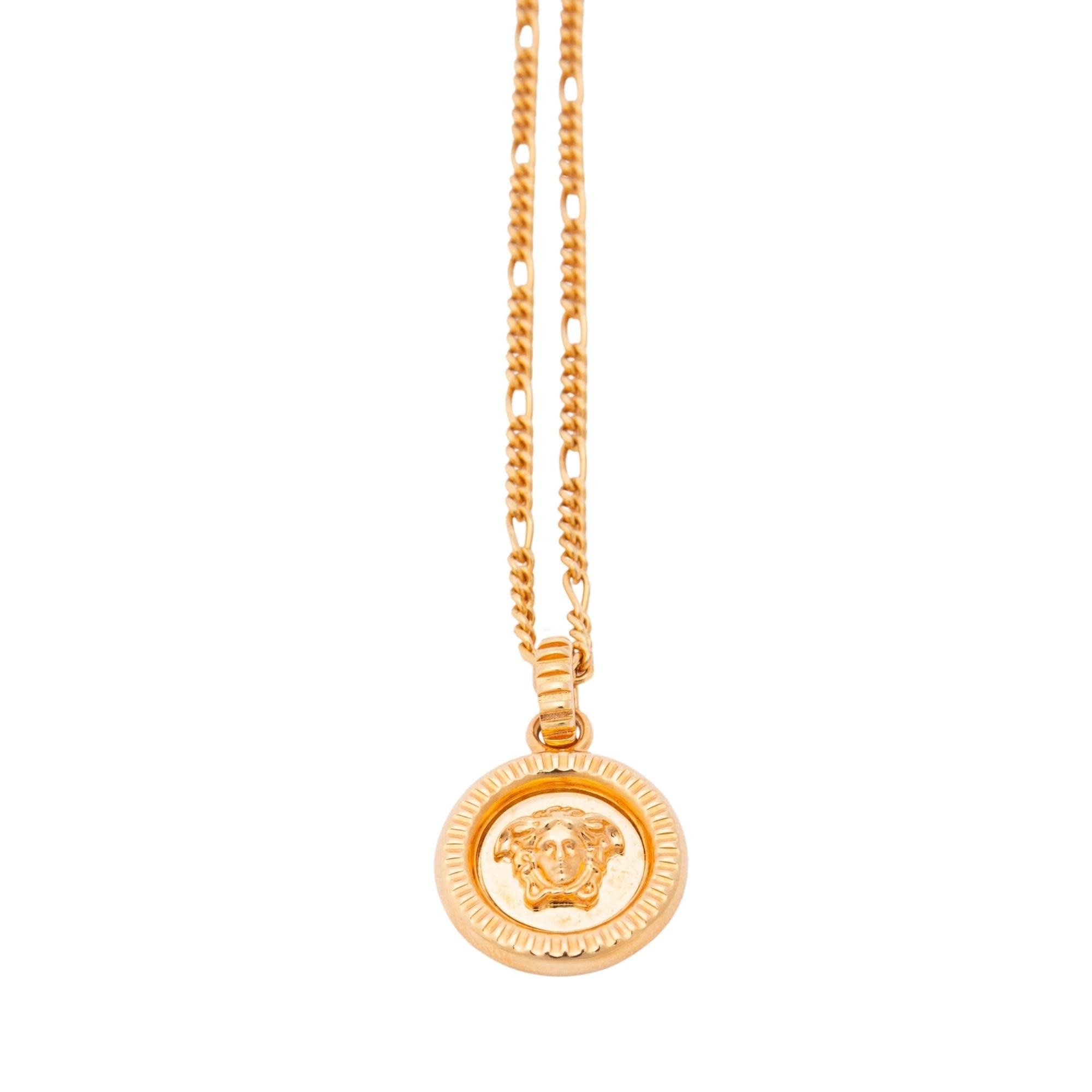 VERSACE MEDUSA HEAD PENDANT CHAIN GOLD TONE NECKLACE