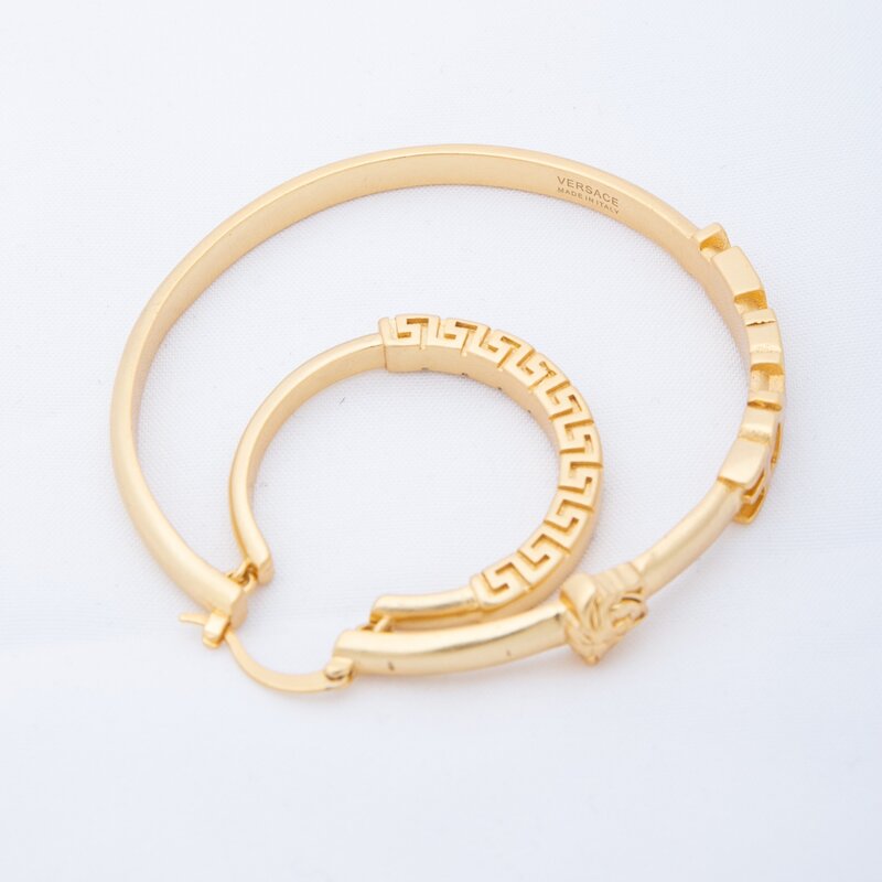 VERSACE VERSACE MEDUSA PLAQUE HOOP EARRINGS