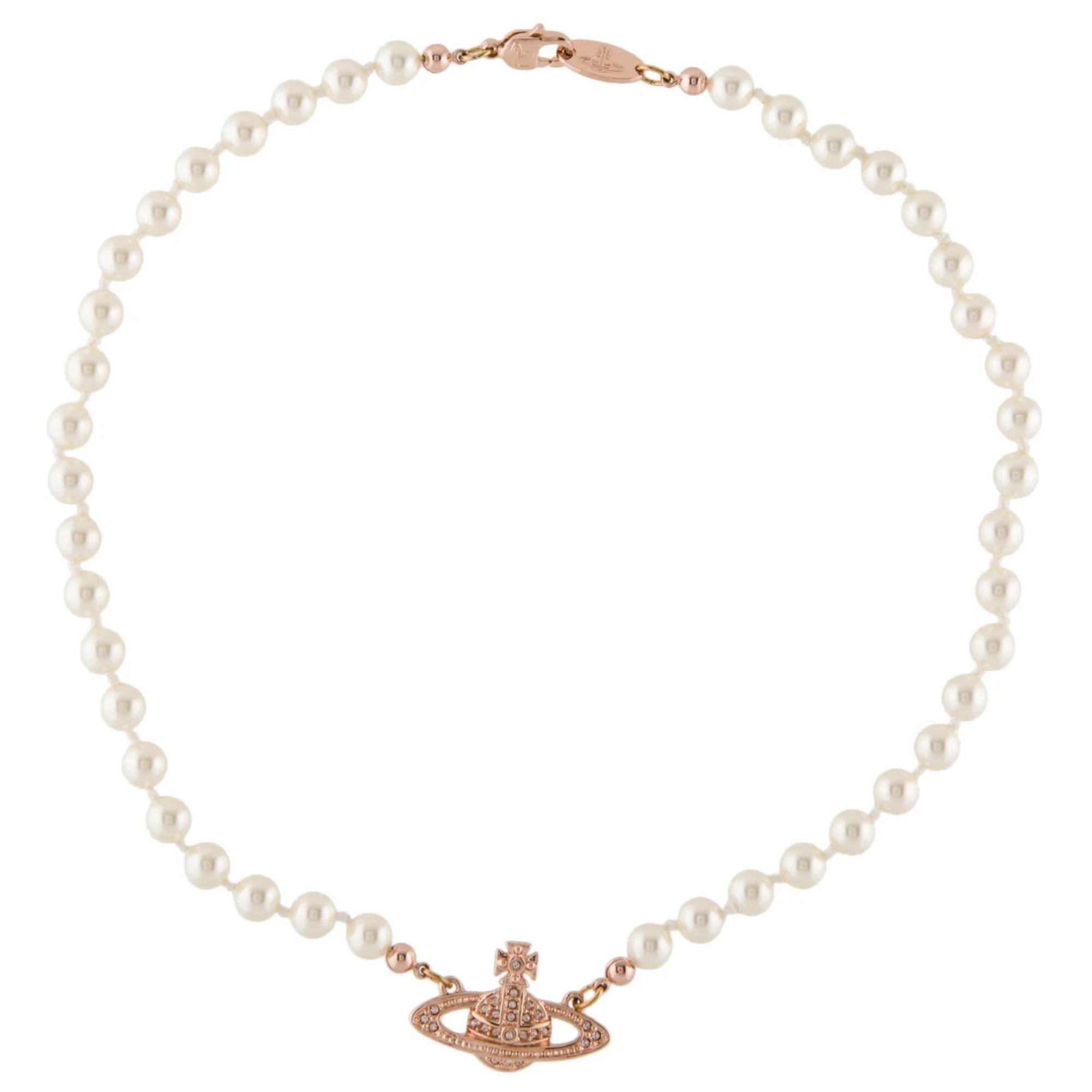 VIVIENNE WESTWOOD MINI BAS RELIEF PEARL ORB CHOKER GOLD