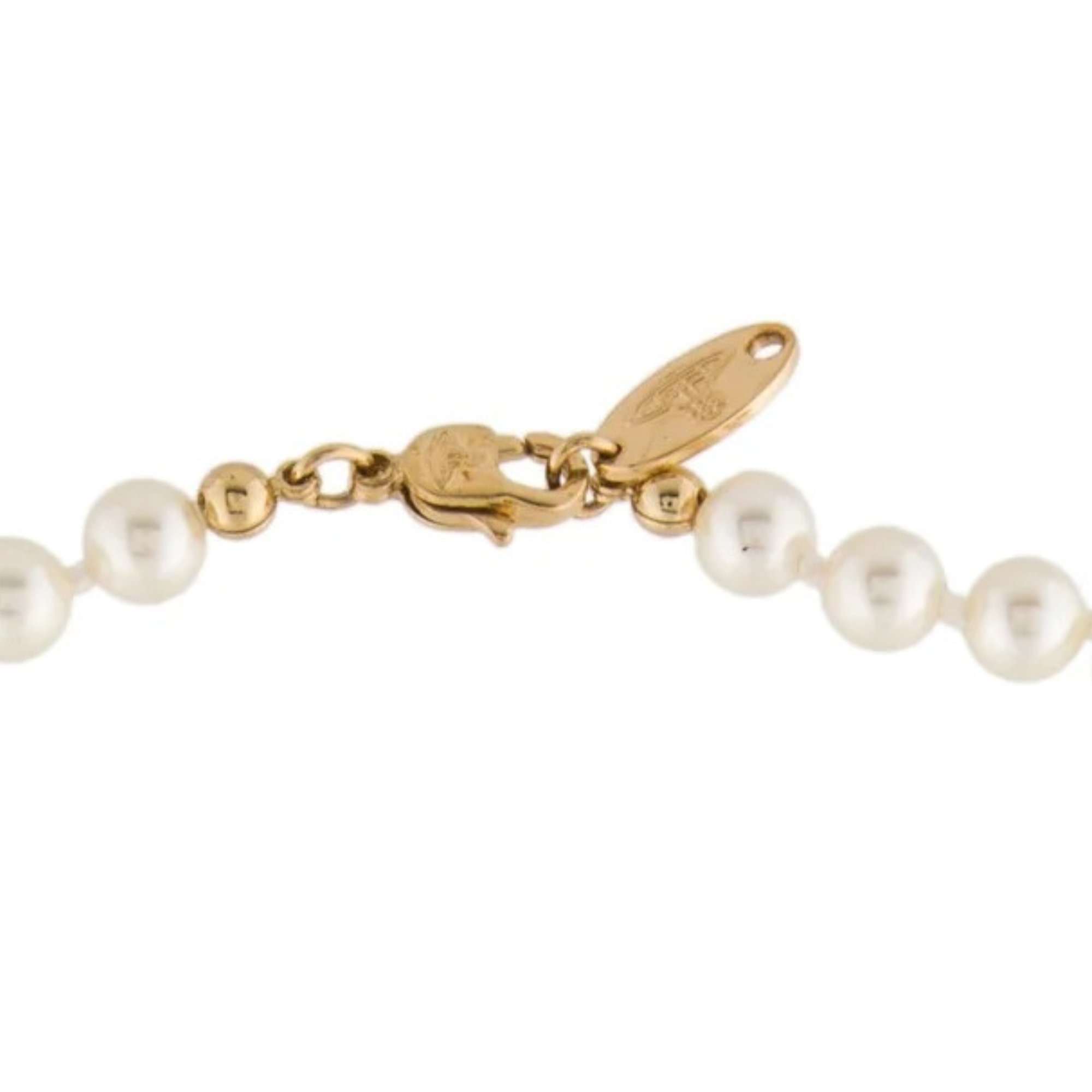 VIVIENNE WESTWOOD VIVIENNE WESTWOOD MINI BAS RELIEF PEARL ORB CHOKER GOLD