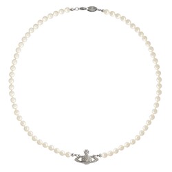VIVIENNE WESTWOOD VIVIENNE WESTWOOD MINI BAS RELIEF PEARL ORB CHOKER SILVER