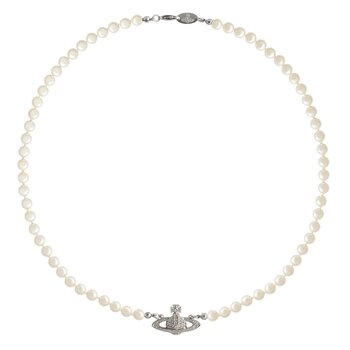 VIVIENNE WESTWOOD VIVIENNE WESTWOOD MINI BAS RELIEF PEARL ORB CHOKER SILVER