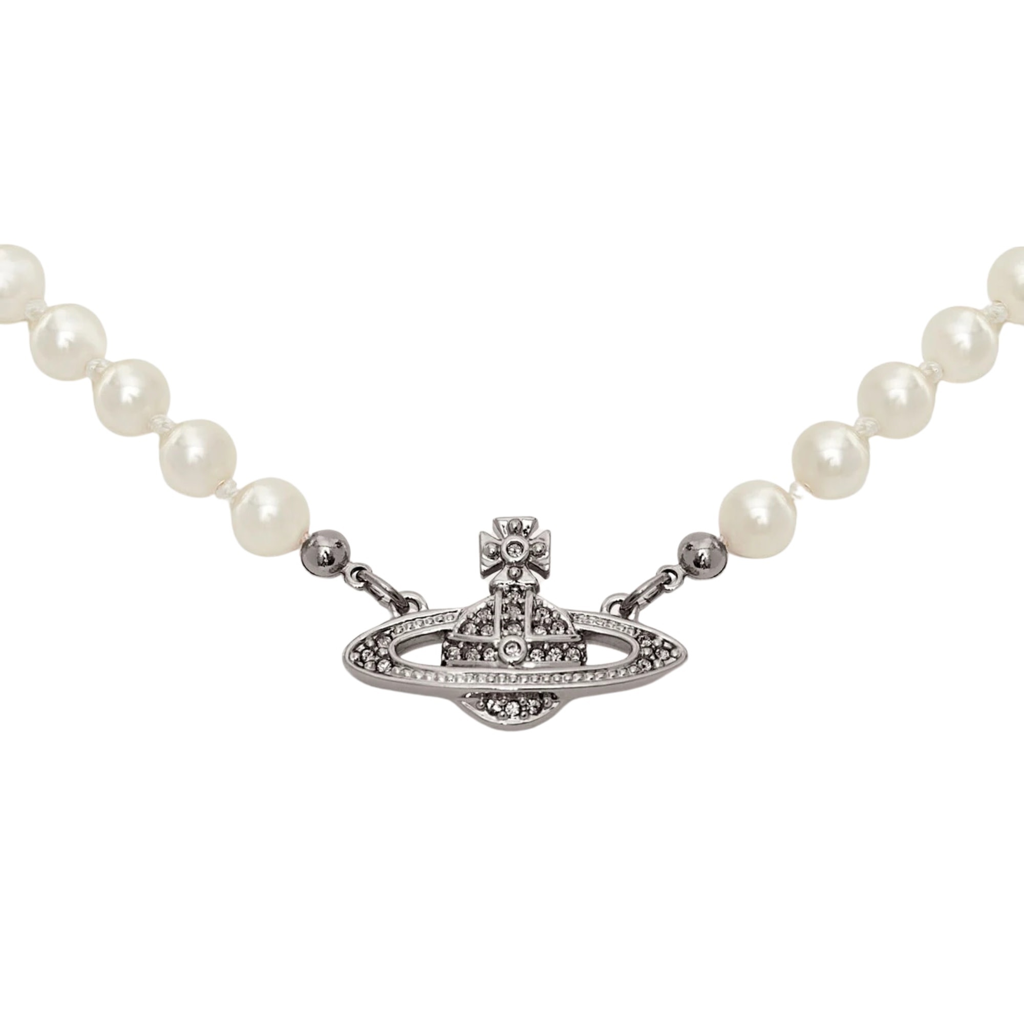 Vivienne Westwood Silver Faux-Pearl Mini Bas Relief Necklace Vivienne  Westwood