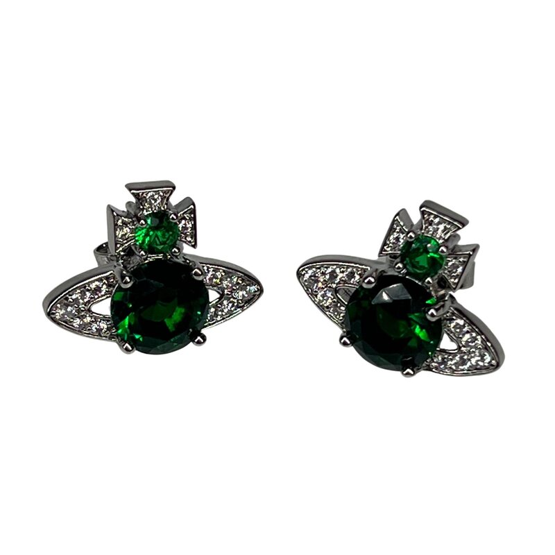 VIVIENNE WESTWOOD ARIELLA GREEN MINI ORB STUD EARRINGS