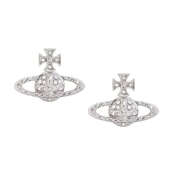 VIVIENNE WESTWOOD VIVIENNE WESTWOOD MAYFAIR BAS RELIEF ORB EARRINGS SILVER