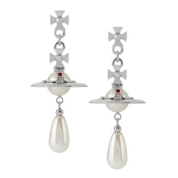 VIVIENNE WESTWOOD VIVIENNE WESTWOOD NEW ORB PEARL DROP STRASS EARRINGS SILVER