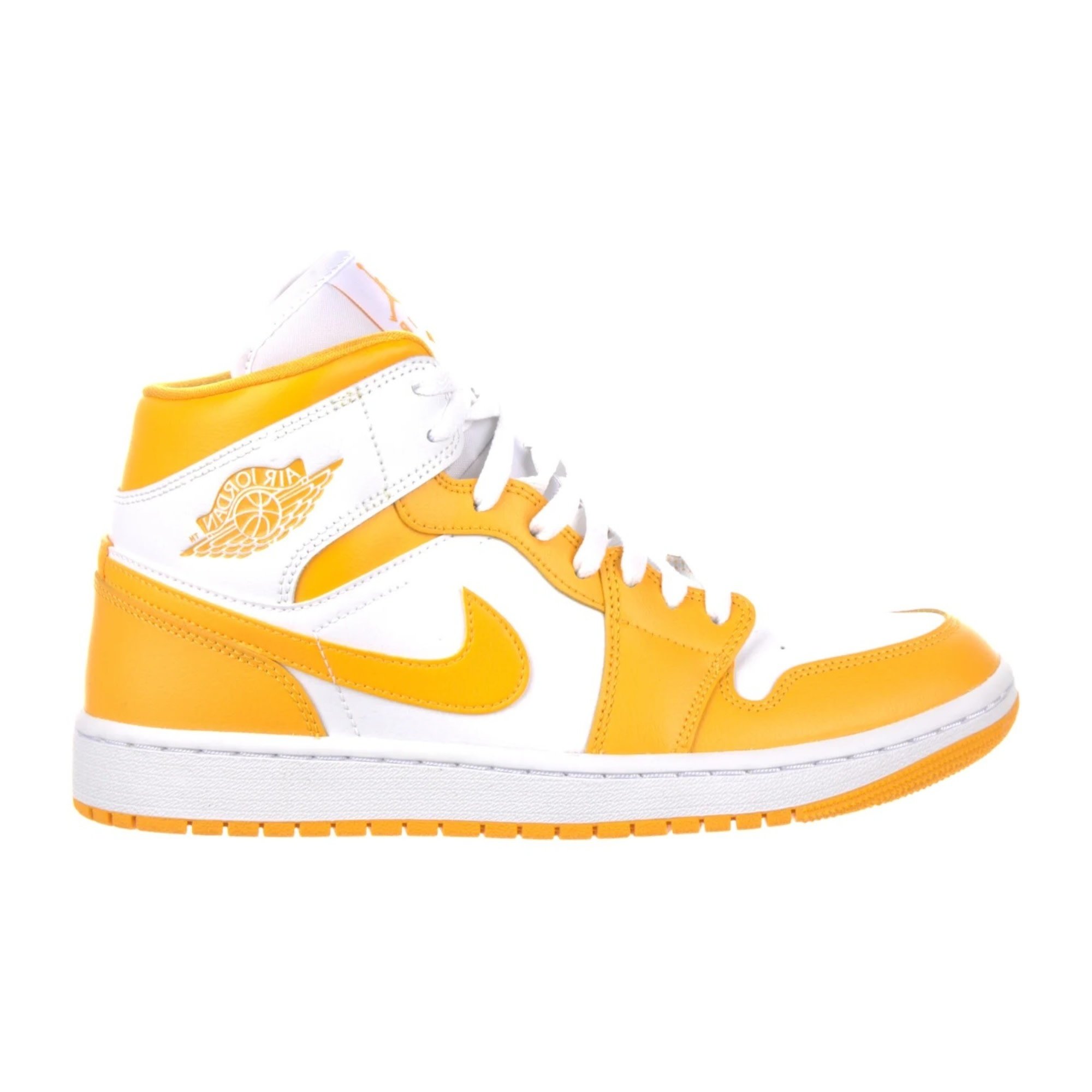 NIKE JORDAN 1 MID WHITE UNIVERSITY GOLD SNEAKERS (10.5 US)