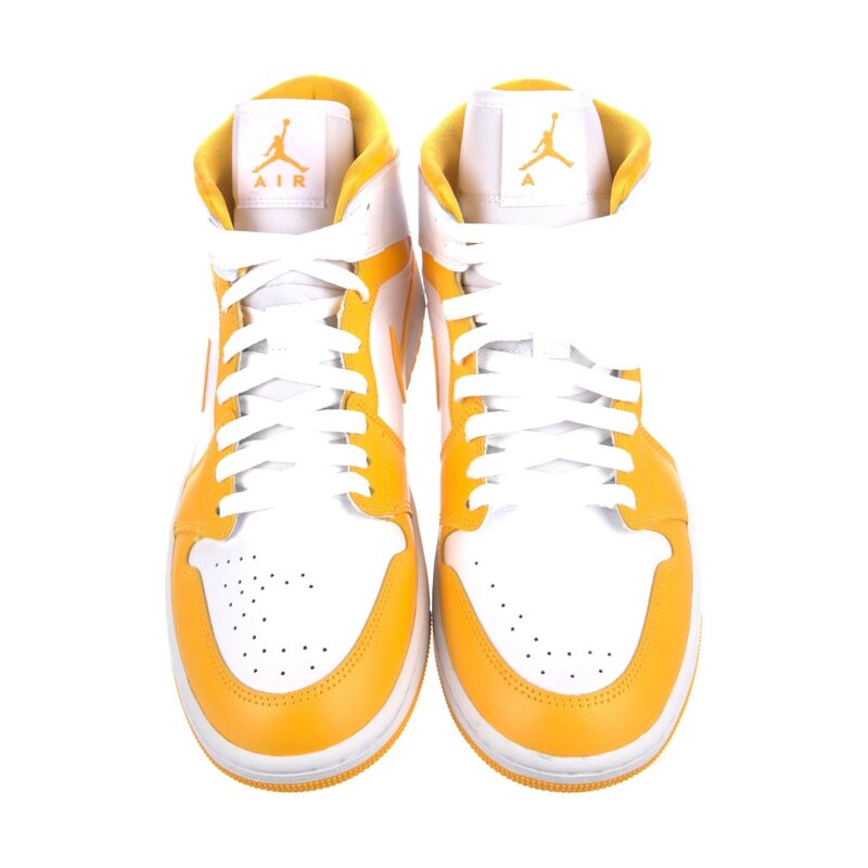NIKE NIKE JORDAN 1 MID WHITE UNIVERSITY GOLD SNEAKERS (10.5 US)