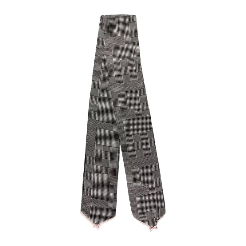 CHRISTIAN DIOR DIOR VINTAGE HOUNDSTOOTH LONG BLACK WHITE SCARF