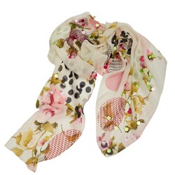 CHRISTIAN DIOR DIOR VINTAGE SEQUIN EMBELLISHED FLORAL PAILLETTE SCARF