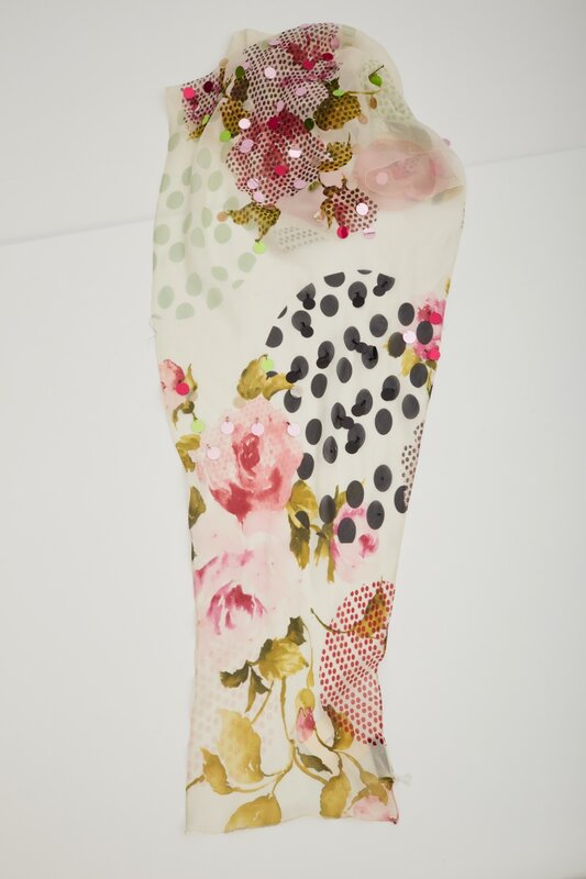 CHRISTIAN DIOR DIOR VINTAGE SEQUIN EMBELLISHED FLORAL PAILLETTE SCARF
