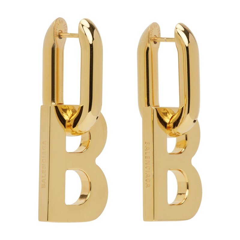 Balenciaga XL logo earrings - Gold