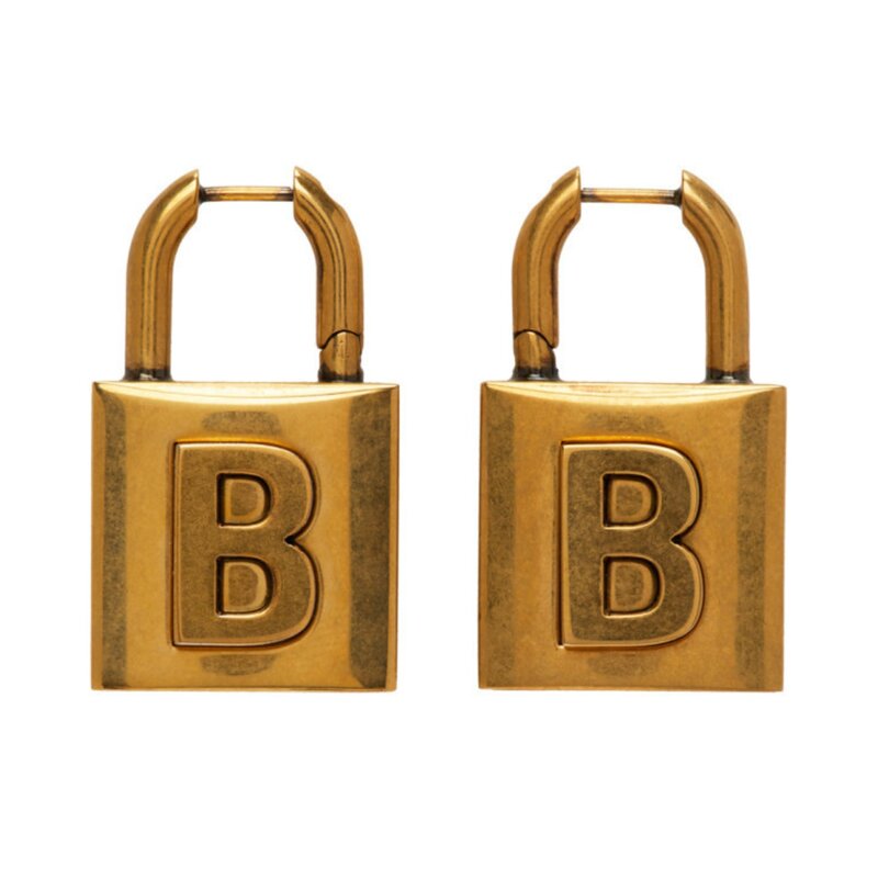 BALENCIAGA BALENCIAGA GOLD TONE SMALL PADLOCK EARRINGS