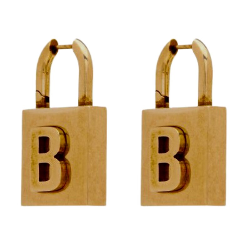 BALENCIAGA BALENCIAGA GOLD TONE SMALL PADLOCK EARRINGS