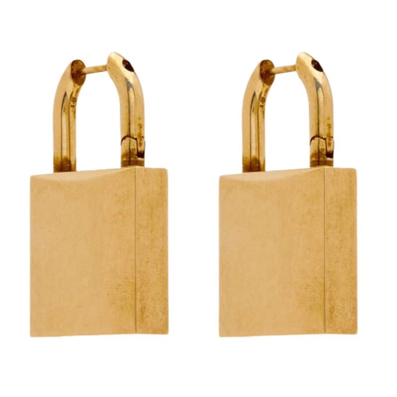 BALENCIAGA BALENCIAGA GOLD TONE SMALL PADLOCK EARRINGS