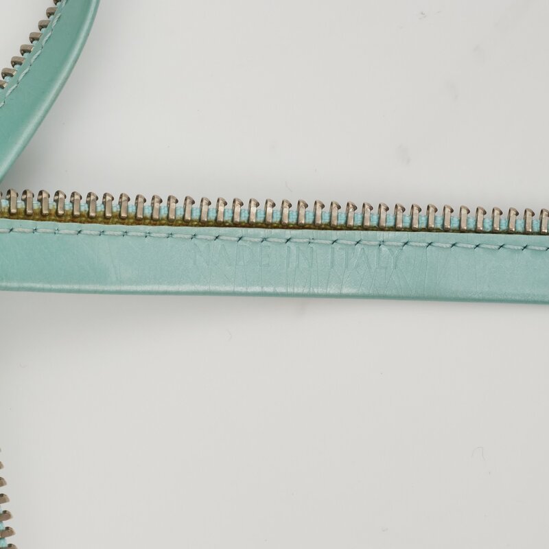 CHRISTIAN DIOR DIOR VINTAGE TURQUOISE LEATHER ZIPPER TIE NECKLACE