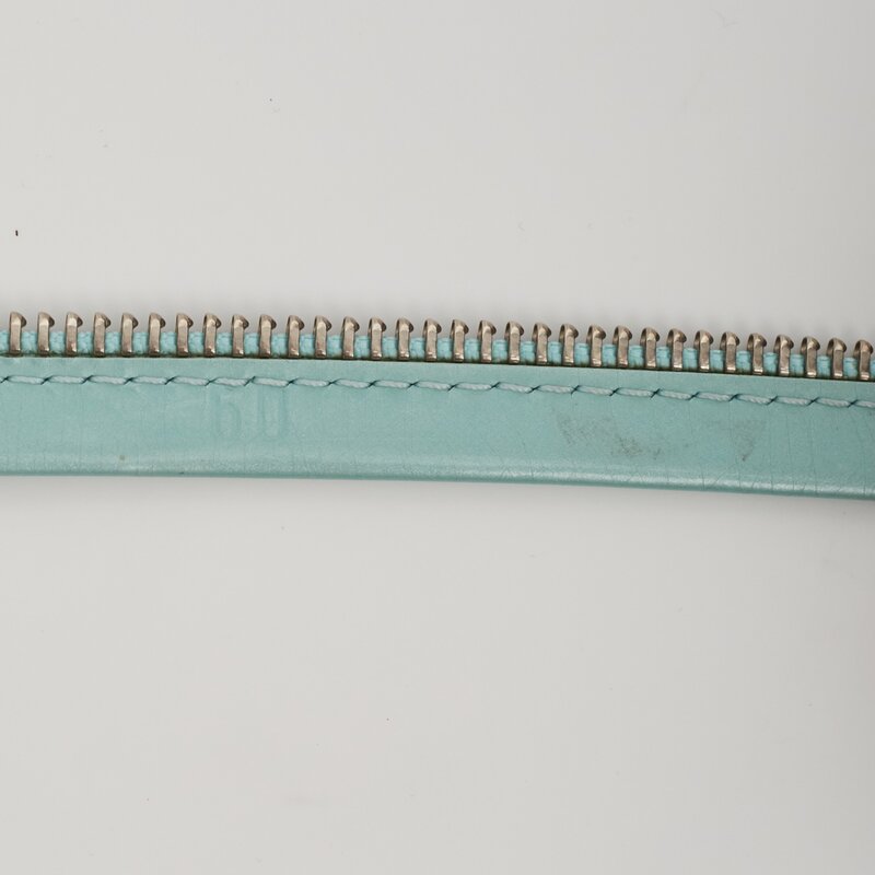 CHRISTIAN DIOR DIOR VINTAGE TURQUOISE LEATHER ZIPPER TIE NECKLACE