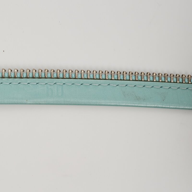 CHRISTIAN DIOR VINTAGE TURQUOISE LEATHER ZIPPER TIE NECKLACE