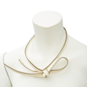 CHRISTIAN DIOR DIOR VINTAGE WHITE LEATHER ZIPPER TIE NECKLACE