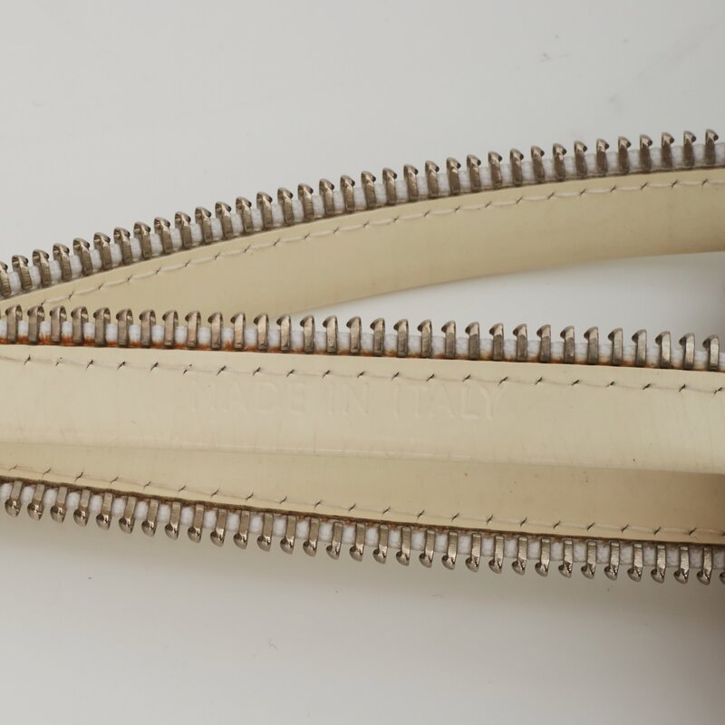 CHRISTIAN DIOR DIOR VINTAGE WHITE LEATHER ZIPPER TIE NECKLACE