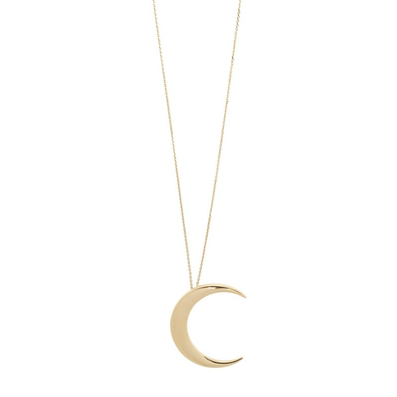 SAINT LAURENT MOON PENDANT GOLD TONE NECKLACE (622692)