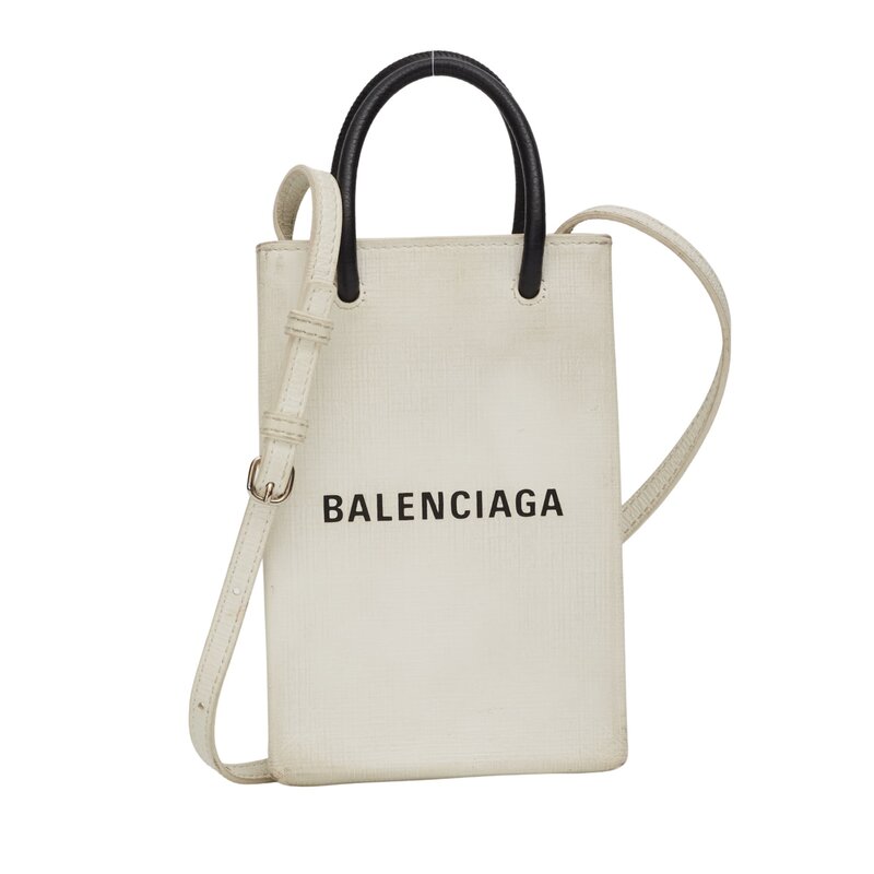 BALENCIAGA CALFSKIN LOGO SHOPPING PHONE HOLDER BAG