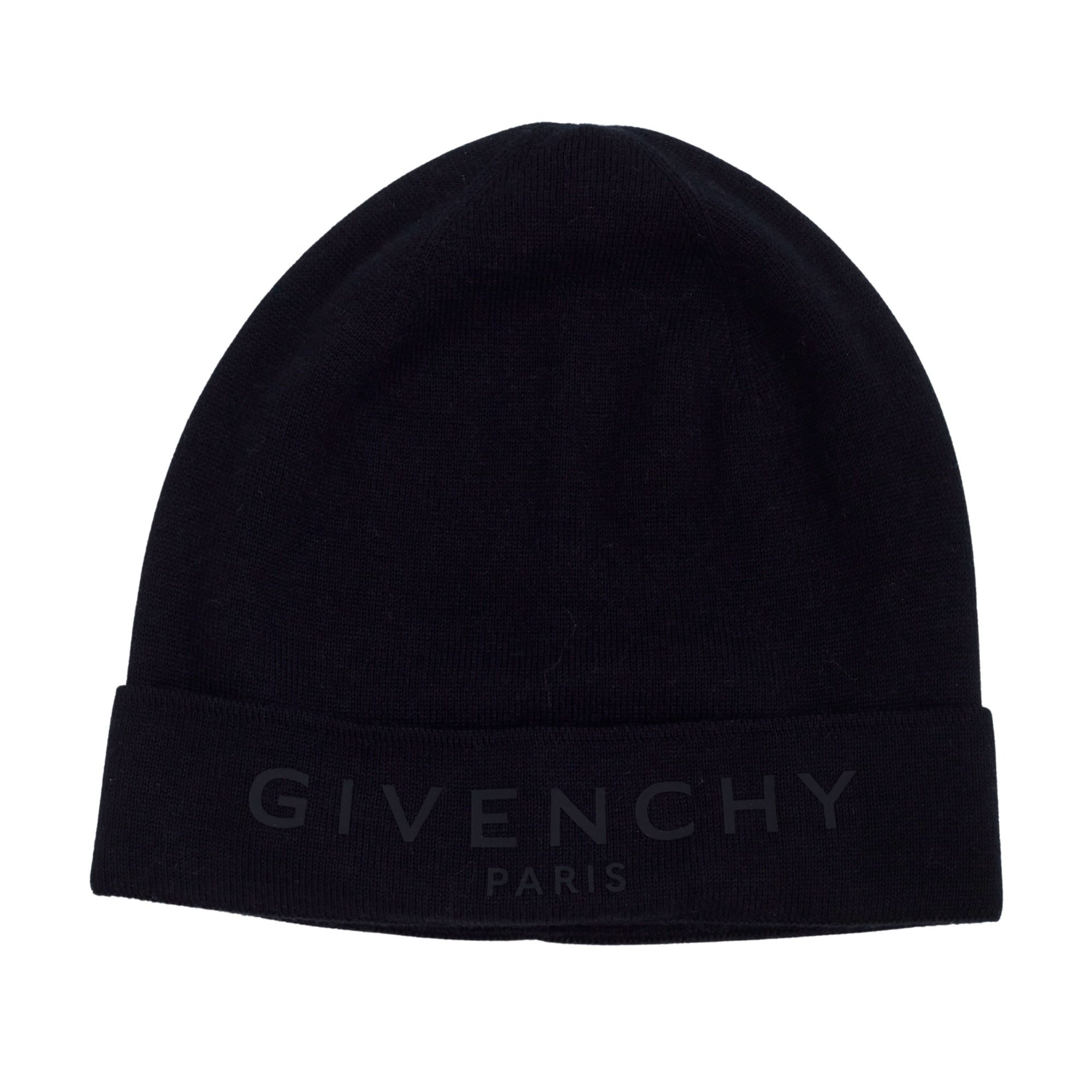 BLACK KNIT COTTON BLACK LOGO BEANIE