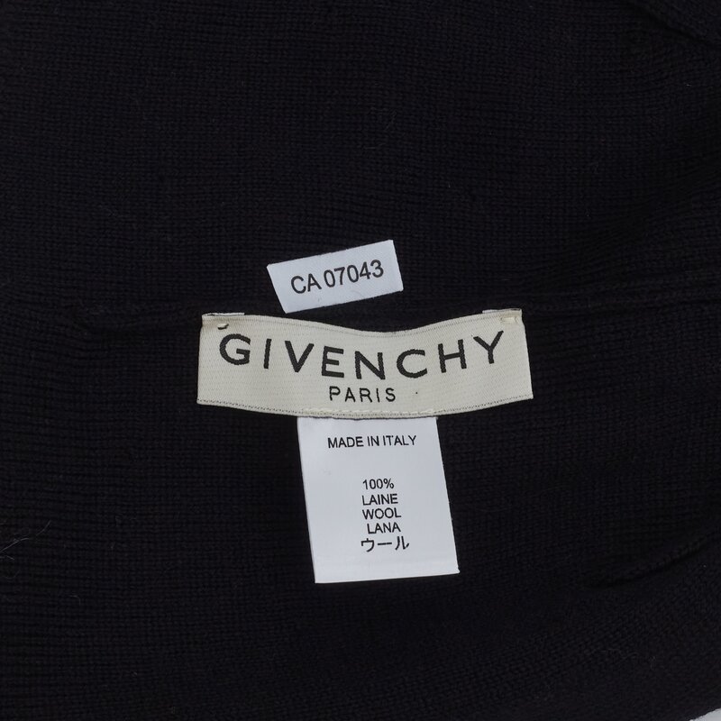 GIVENCHY GIVENCHY BLACK KNIT WOOL BEANIE WITH WHITE LOGO