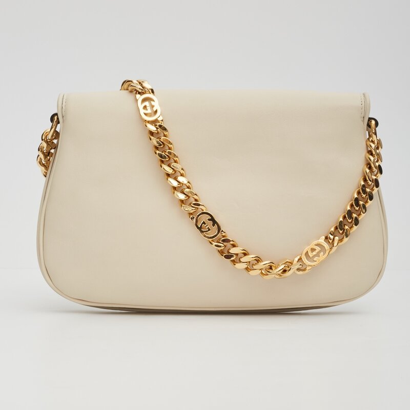 GUCCI GUCCI WHITE LEATHER BLONDIE SHOULDER BAG (699268)