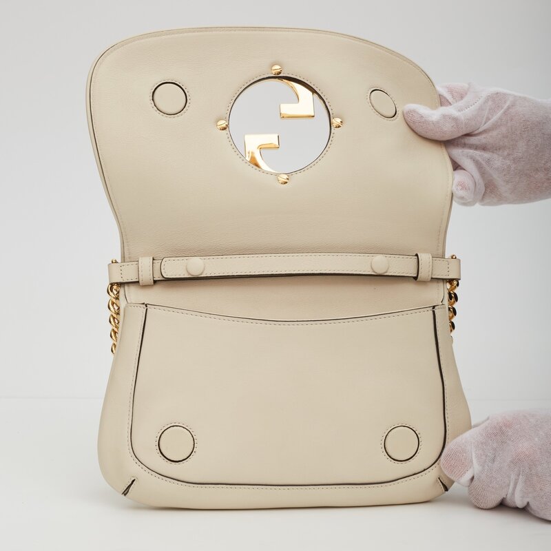 GUCCI GUCCI WHITE LEATHER BLONDIE SHOULDER BAG (699268)