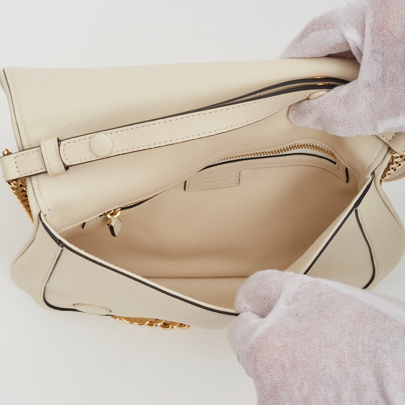 GUCCI GUCCI WHITE LEATHER BLONDIE SHOULDER BAG (699268)