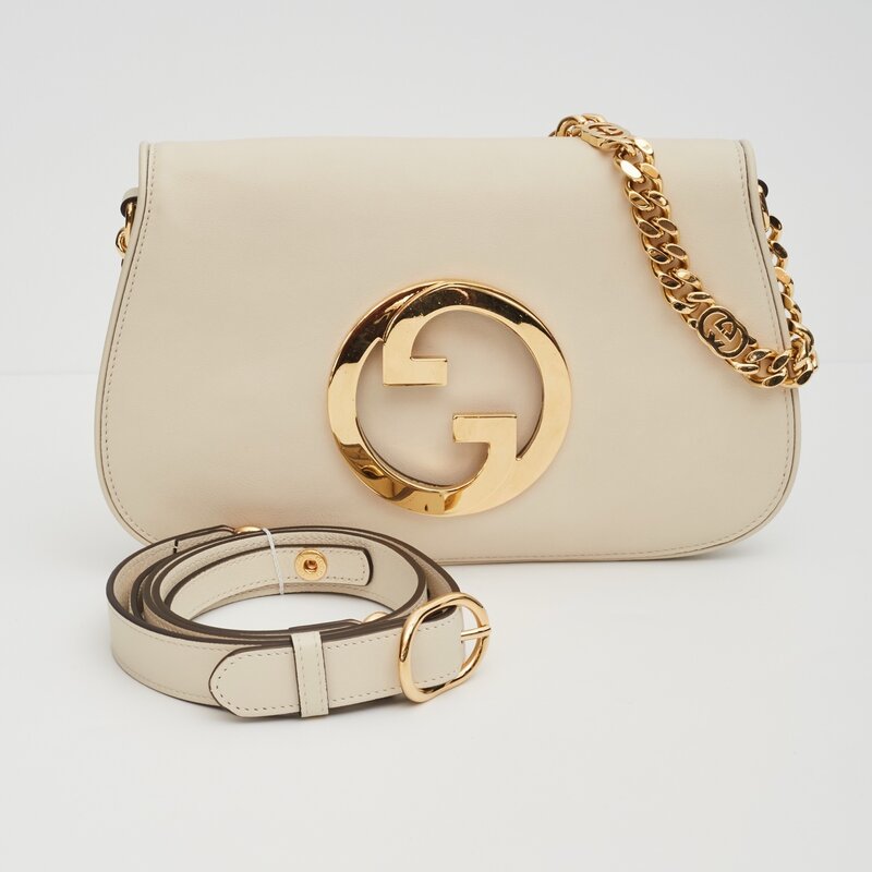 GUCCI GUCCI WHITE LEATHER BLONDIE SHOULDER BAG (699268)