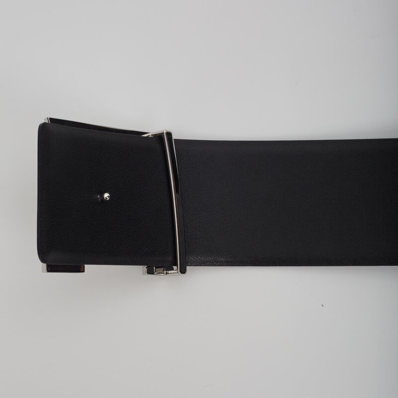 LOUIS VUITTON PATENT LEATHER BLACK LOGO BUCKLE BELT (36/90)