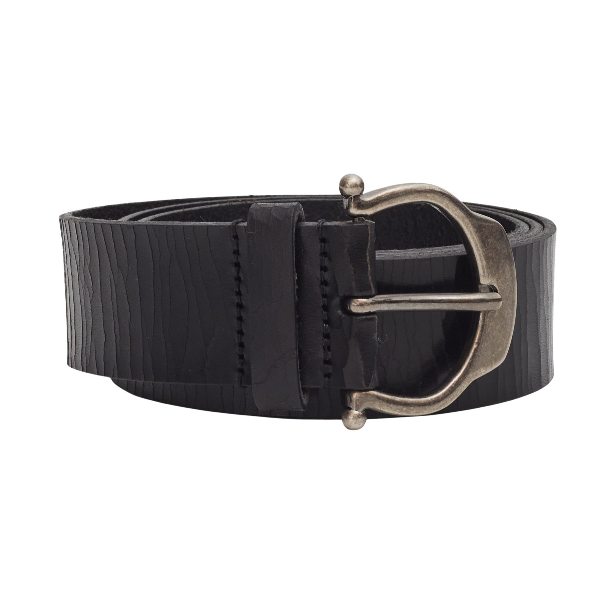 SAINT LAURENT BLACK CRACKED LEATHER BELT (90/36)