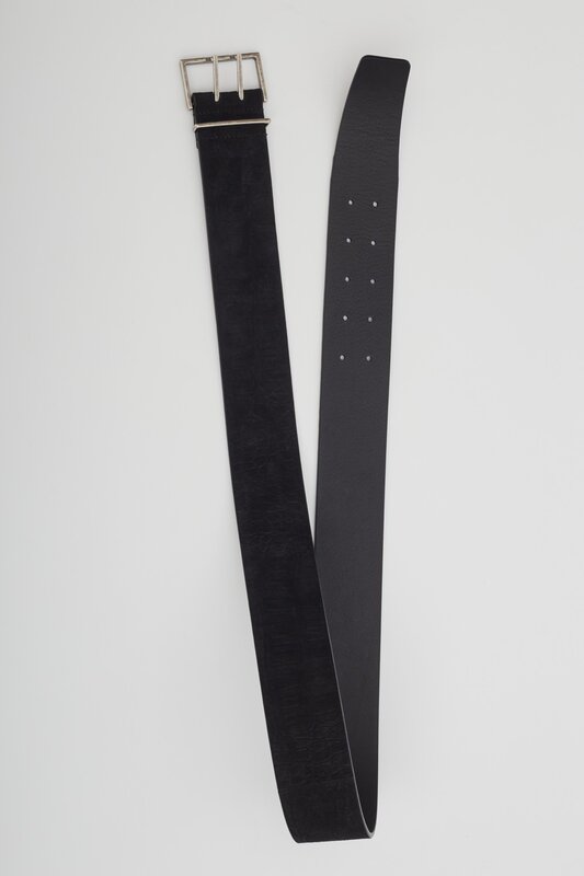 SAINT LAURENT BLACK SUEDE COCCO PRINT KENYA SQUARE BUCKLE BELT (90/36)