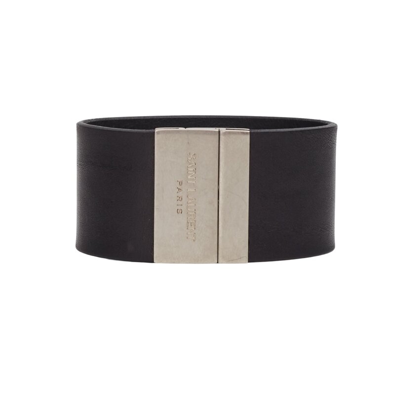 SAINT LAURENT SAINT LAURENT BROWN LEATHER BRACELET CUFF (542012)