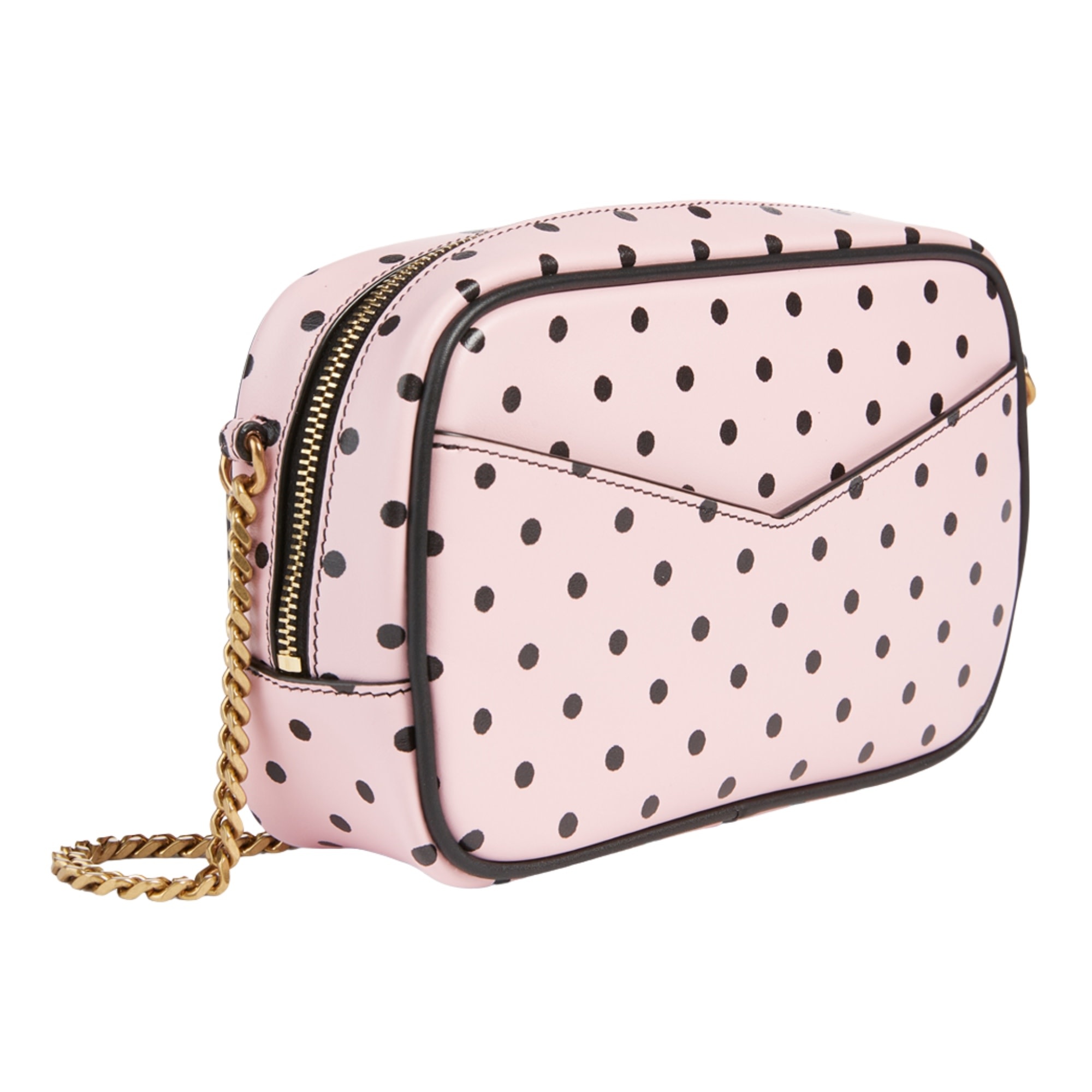 Saint Laurent YSL Mini Lou Polka Dot Leather Camera Crossbody Bag Pink  Black NIB