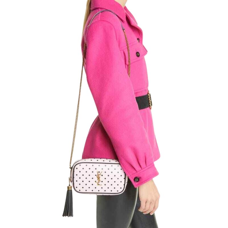 SAINT LAURENT POLKA DOT PINK MINI LOU CAMERA BAG LIMITED EDITION