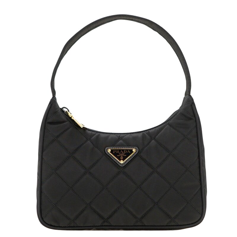 PRADA PRADA RE-EDITON MINI QUILTED BLACK NYLON SHOULDER BAG GOLD HARDWARE