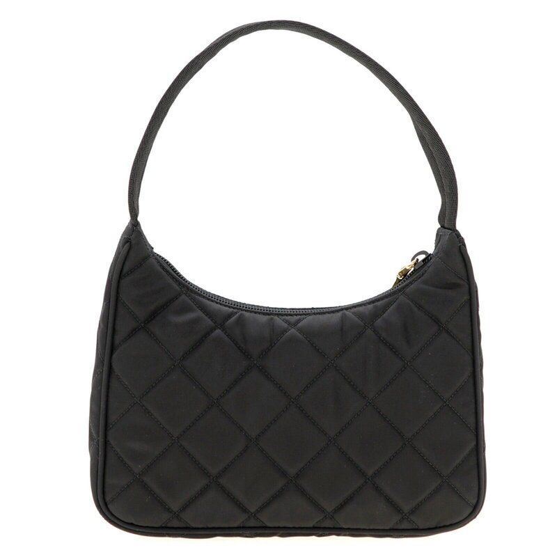 PRADA PRADA RE-EDITON MINI QUILTED BLACK NYLON SHOULDER BAG GOLD HARDWARE