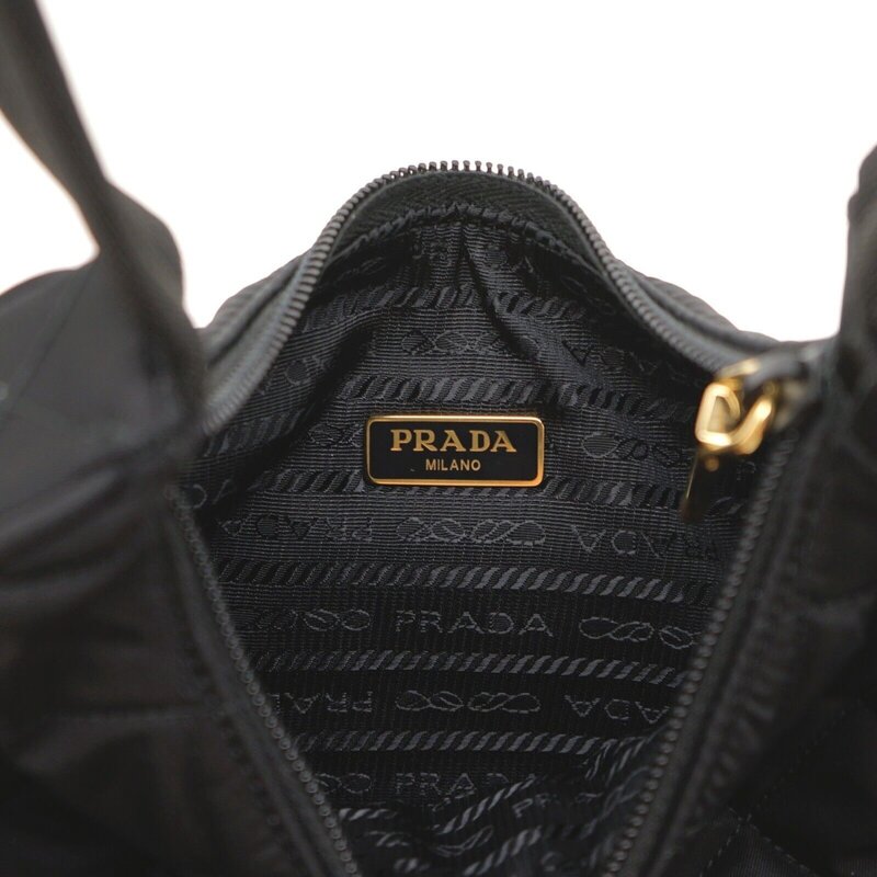 PRADA PRADA RE-EDITON MINI QUILTED BLACK NYLON SHOULDER BAG GOLD HARDWARE