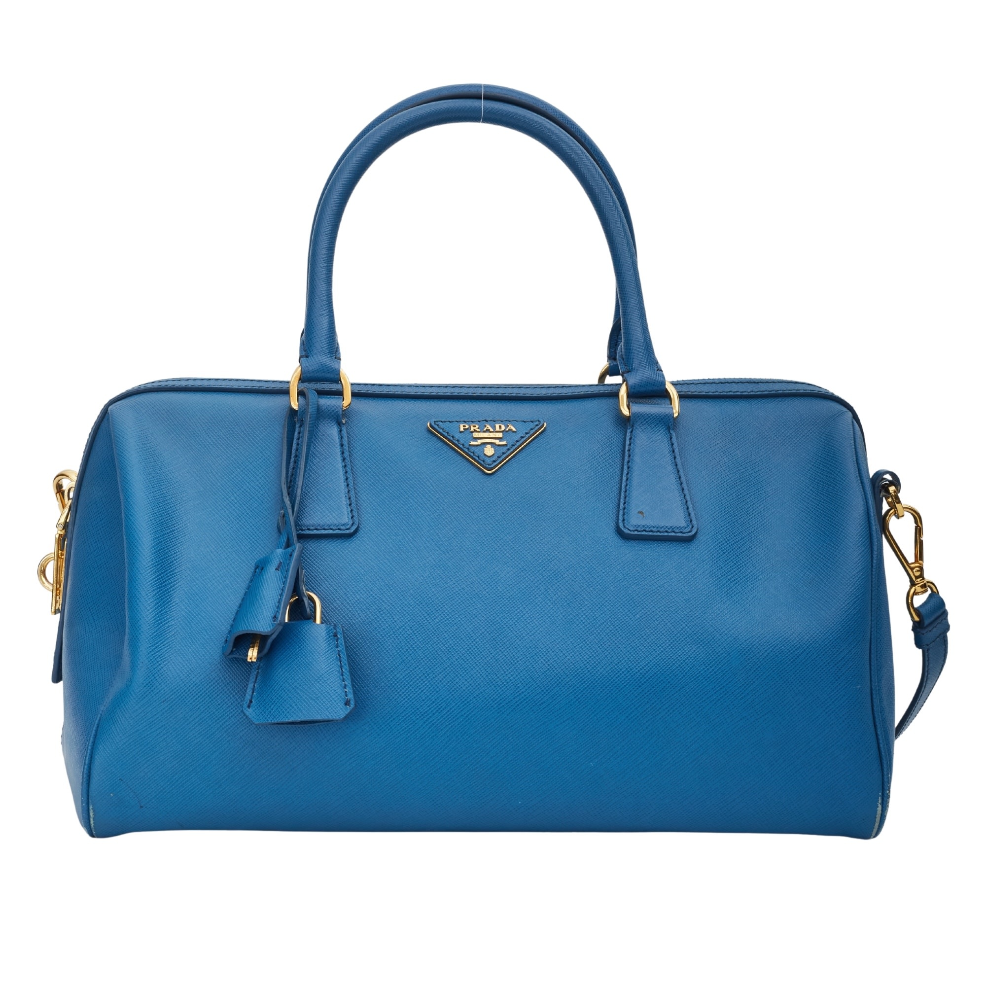 PRADA Saffiano Leather Tote Shoulder Bag Blue - Buy Now